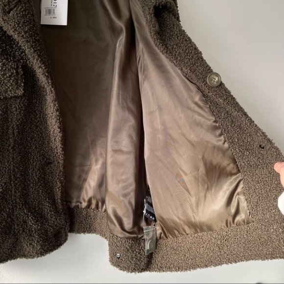 ❌SOLD ❌Noize Miley Short Length faux sherpa teddy trucker jacket olive green - Picture 7 of 11